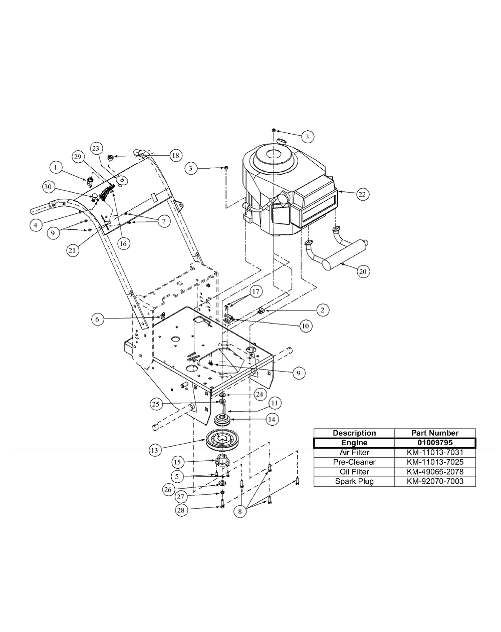 Kawasaki Kai Engine Assembly 15hp Diagram and Parts List for 55AE232S750-WAM Cub Cadet Lawn Mower